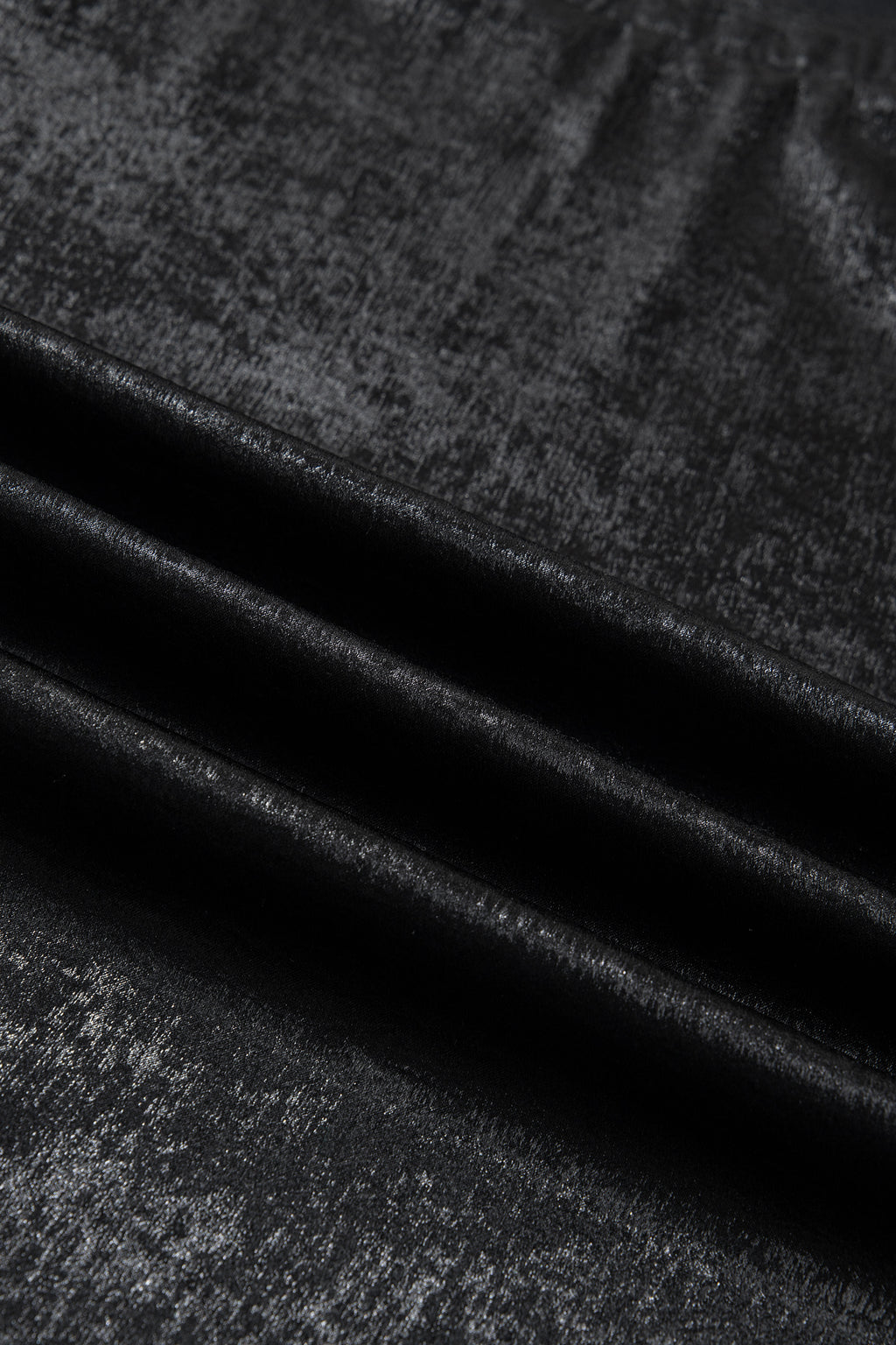 Black Metallic Round Neck Cap Sleeve Tee