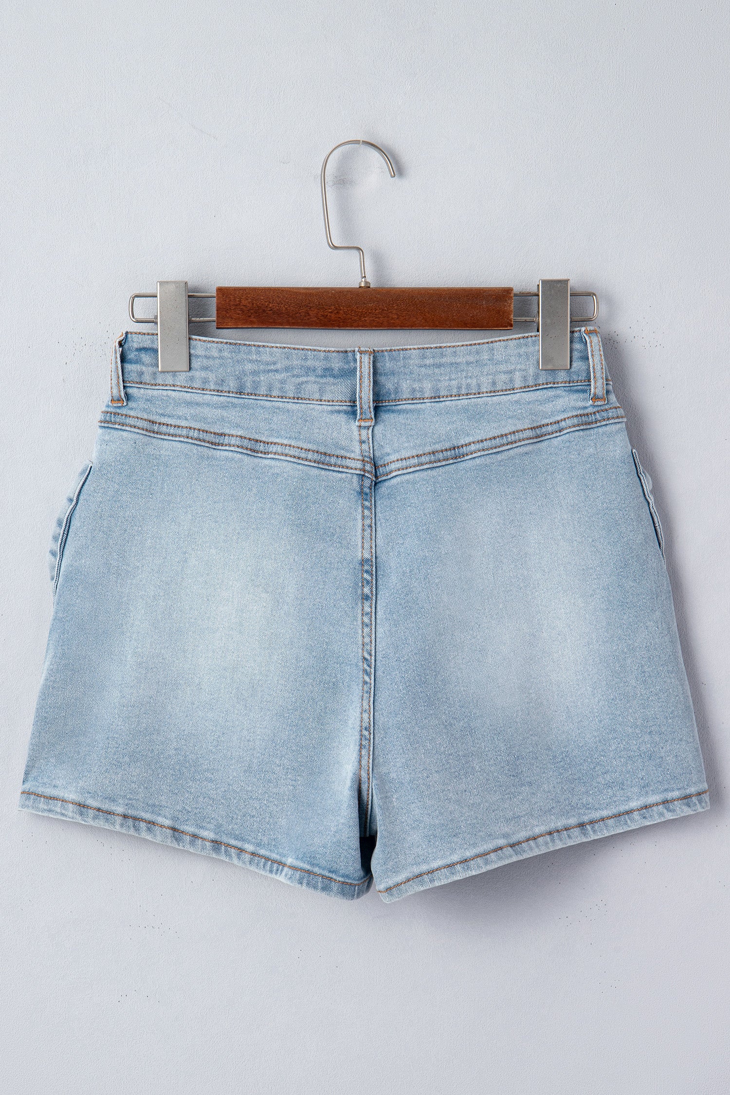 Beau Blue Bow Detail Denim Shorts with Pockets