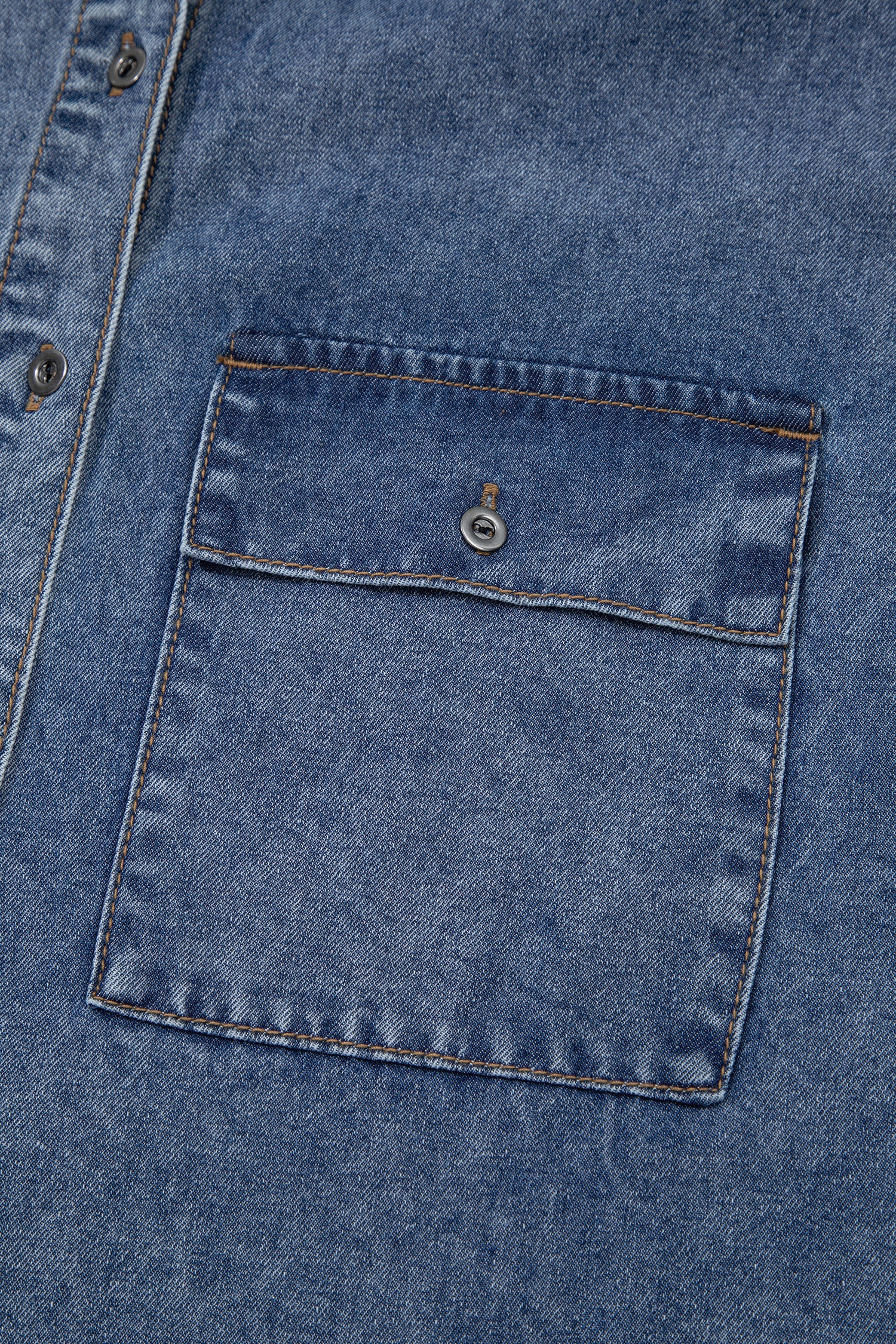 Ashleigh Blue Button Flap Pocket Cuffed Short Sleeve Denim Shirt