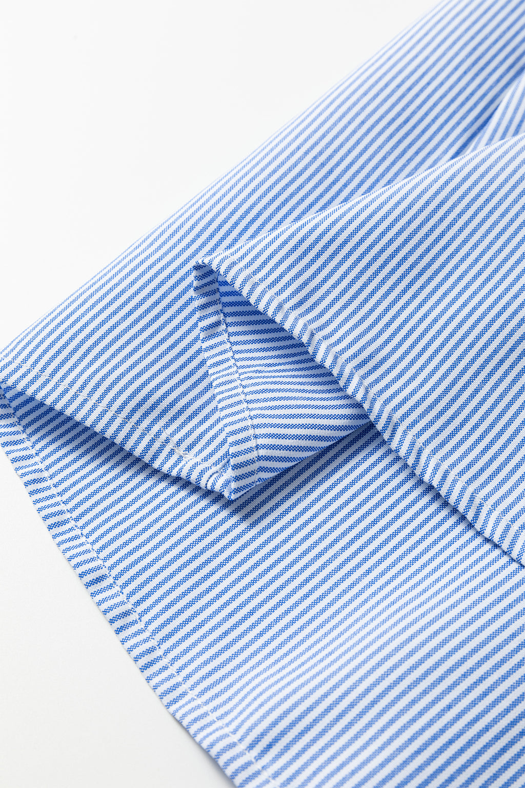 Sky Blue Stripe Shirred Detail Collar V Neck Plus Size Midi Dress