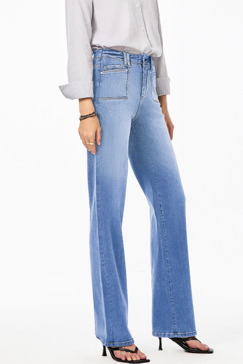 Dusk Blue Loose Straight Leg Cropped High Waist Jeans