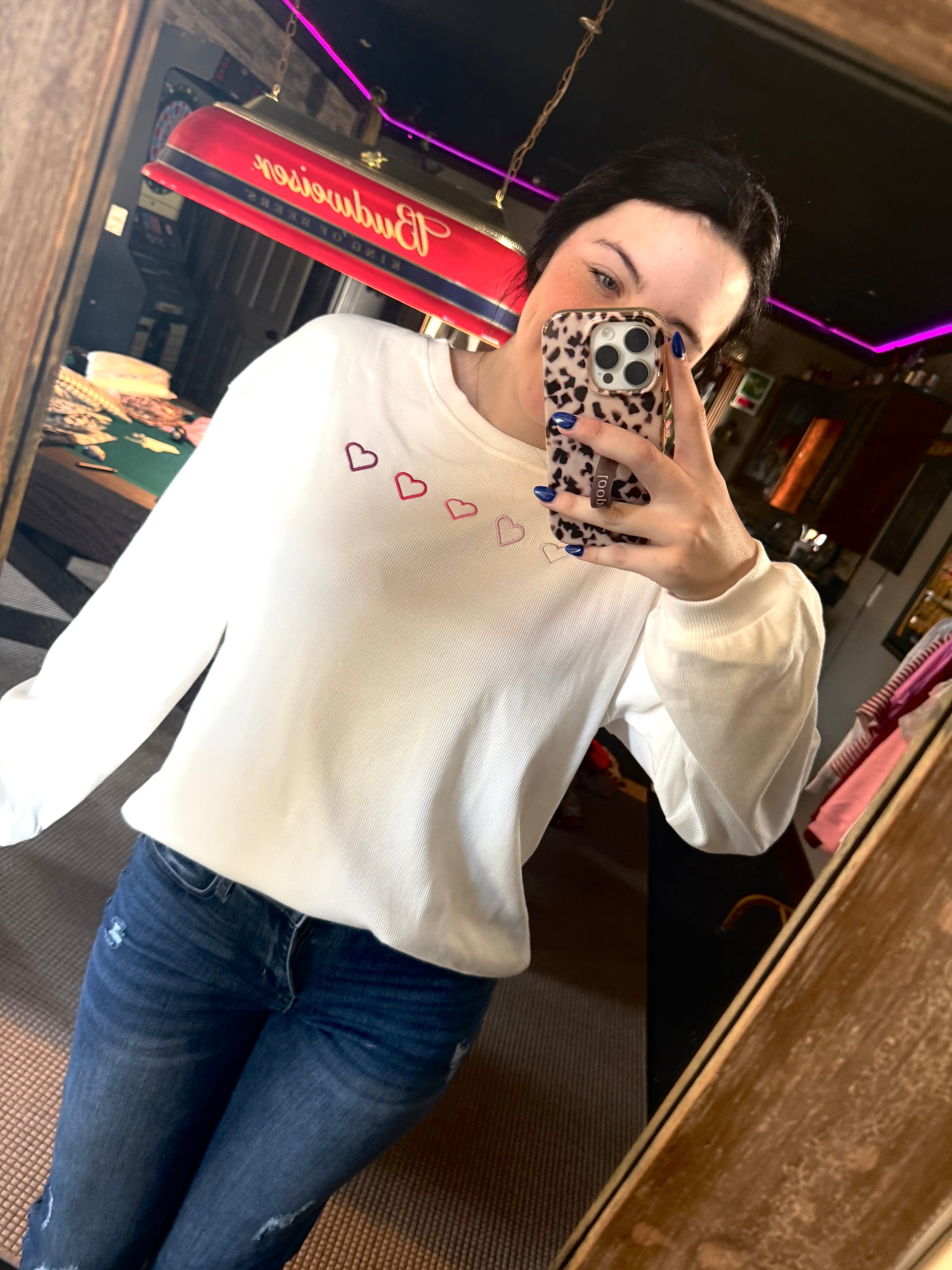 White Heart Pullover