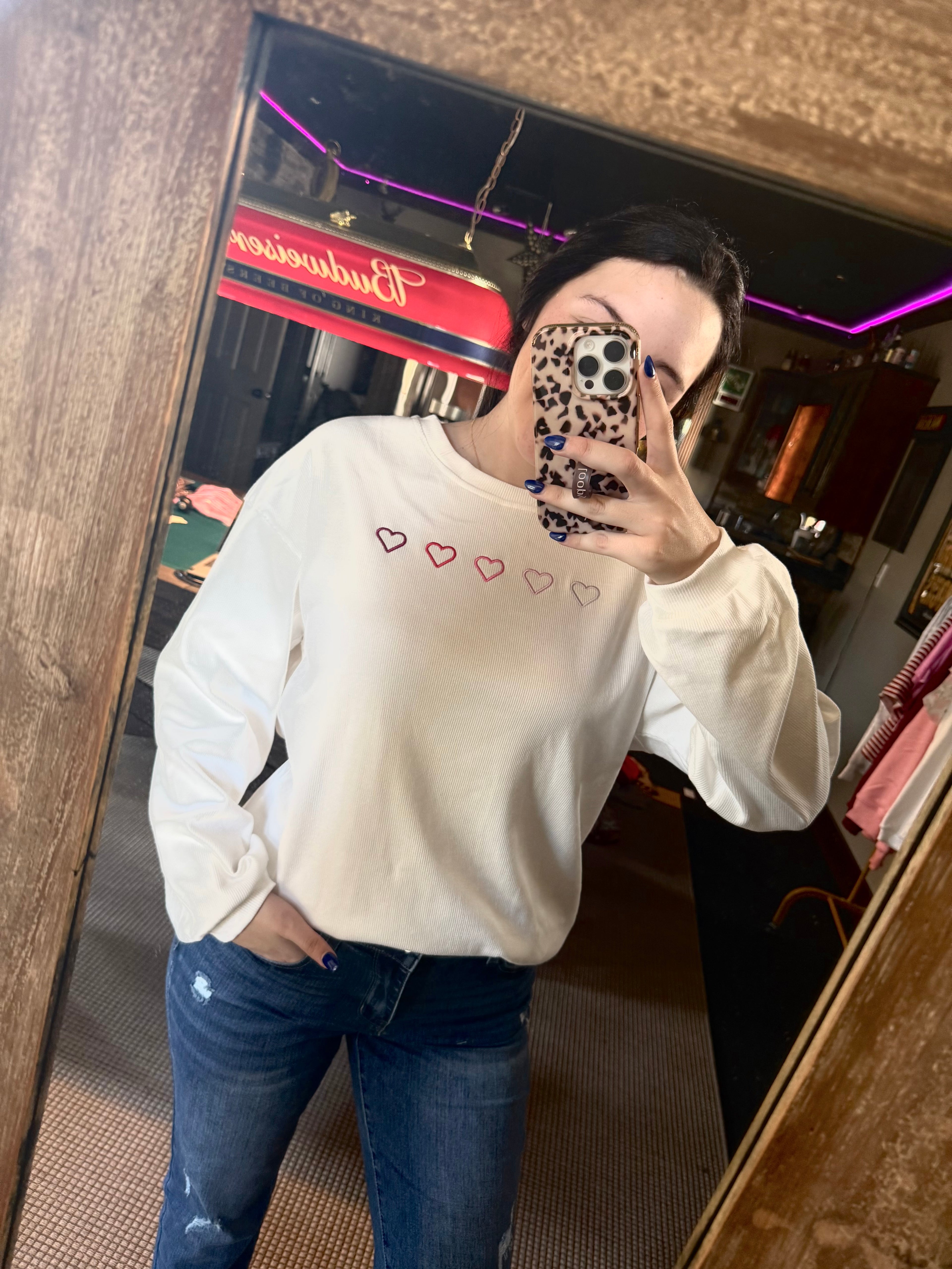 White Heart Pullover