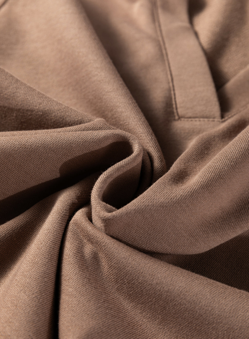 Dark Khaki Polo Collar V Neck Pullover and Drawstring Sweatpants Set