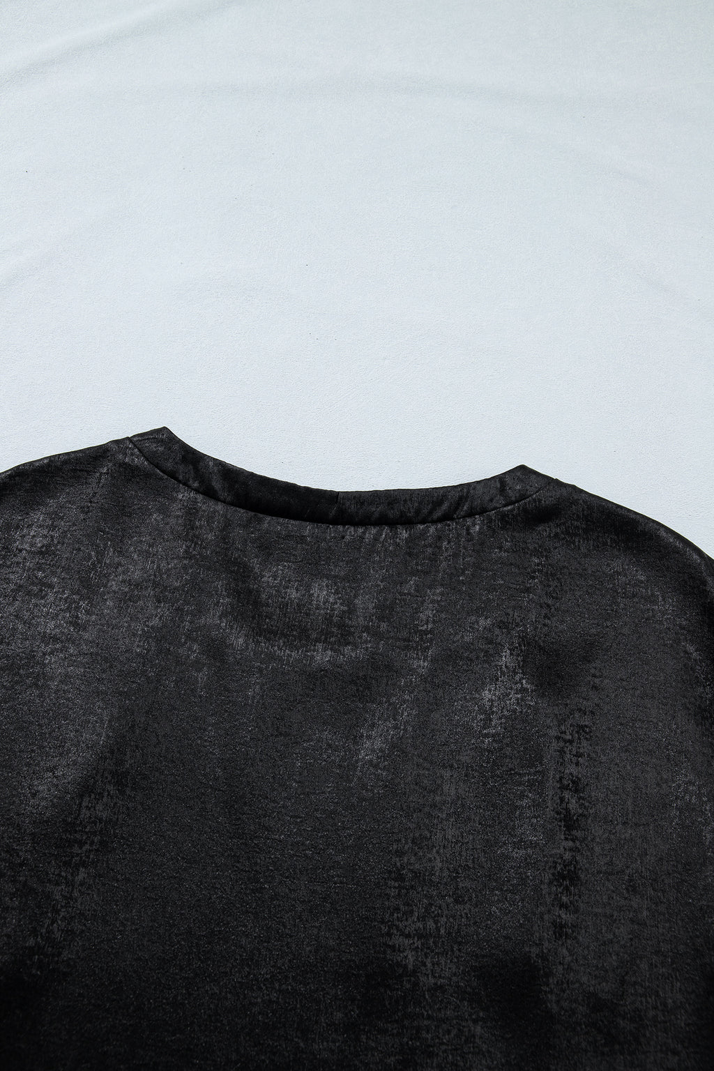 Black Metallic Round Neck Cap Sleeve Tee