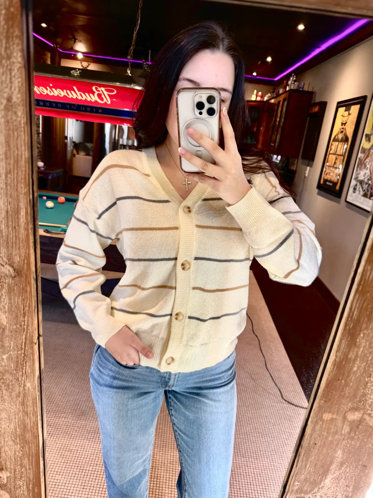 Stripe Button Sweater