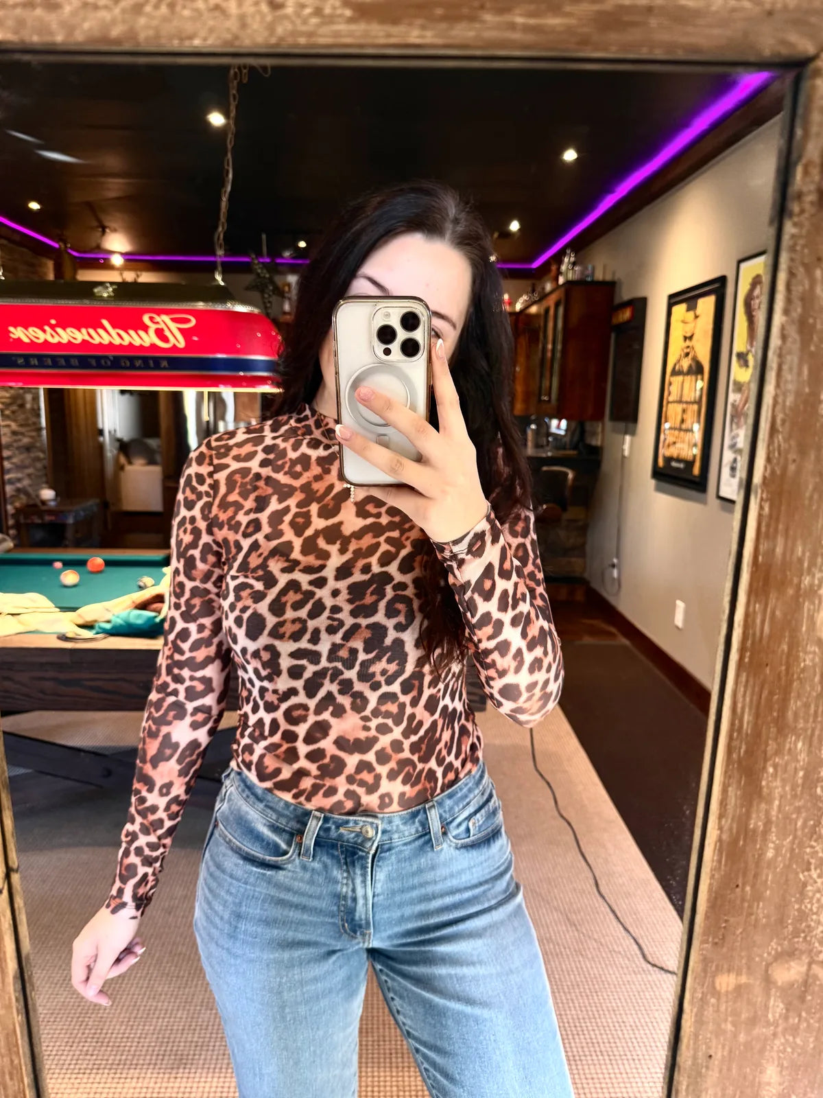 Brown Leopard Sheer Shirt